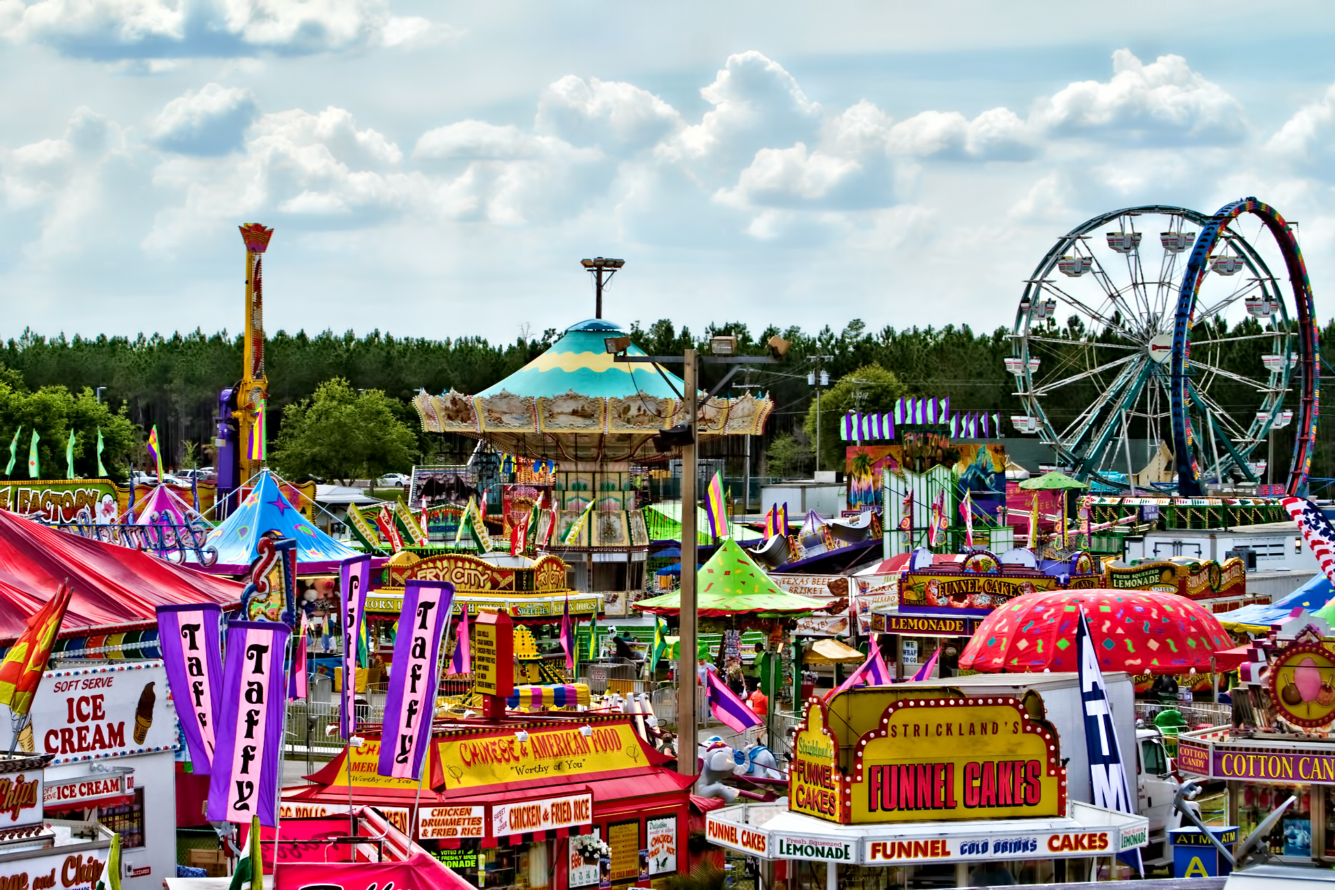 aerial view of the Clay County Fair midway